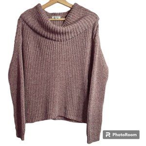 Rag Poets Pullover Knit Sweater Marled Long Sleeve Cowl Neck Cut Out Size Large